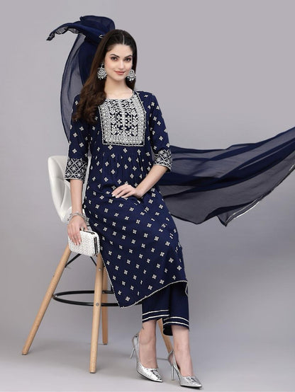 Rayon Fabric Suit For Office And Summer Wear Use in blue