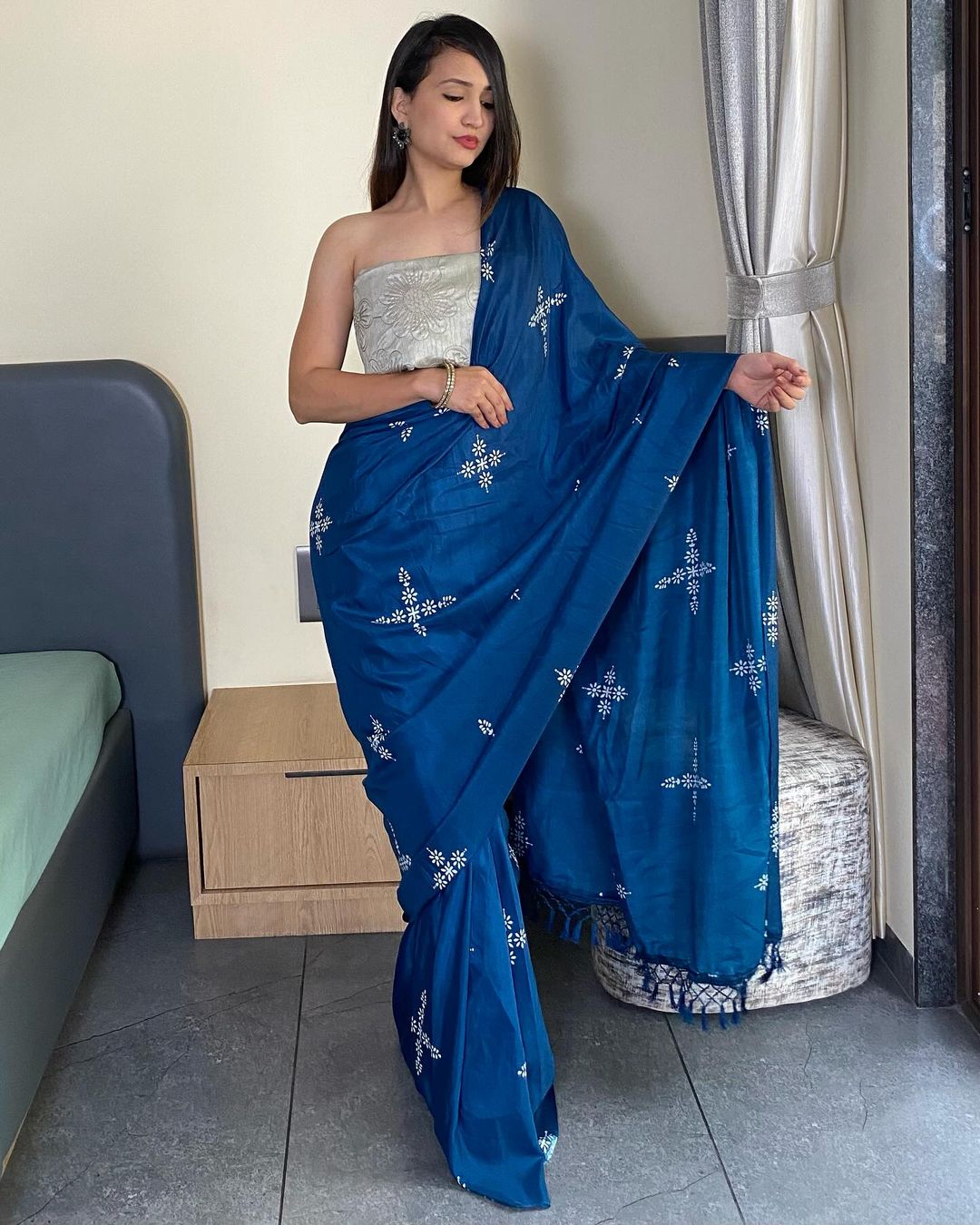 Silk Saree For Daily Wear Use in blue