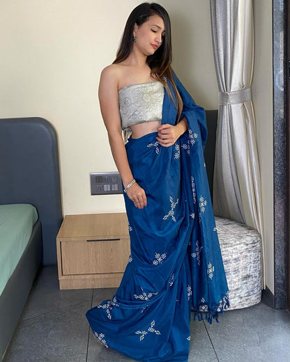 Silk Saree For Daily Wear Use in blue