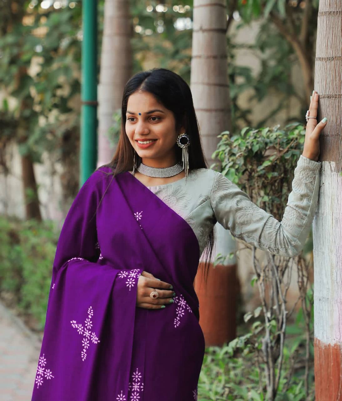 Silk Saree For Daily Wear Use in Purple