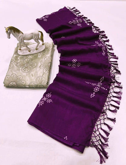 Silk Saree For Daily Wear Use in Purple