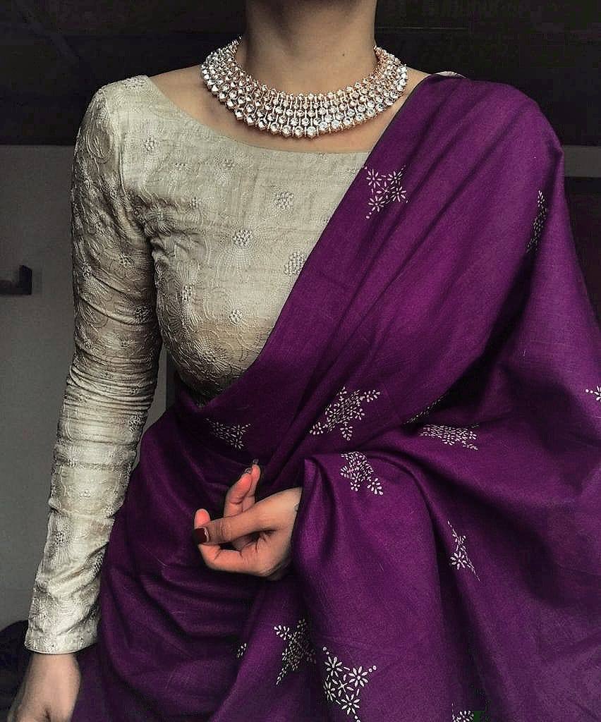 Silk Saree For Daily Wear Use in Purple