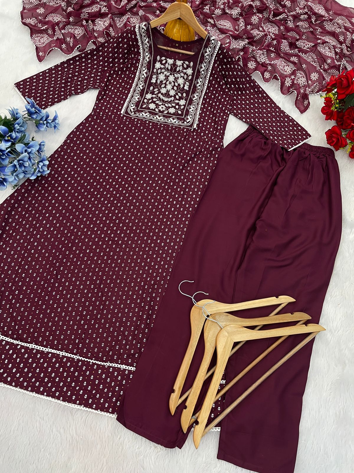 Maroon Color Summer Wear Dress in Rayon Fabric