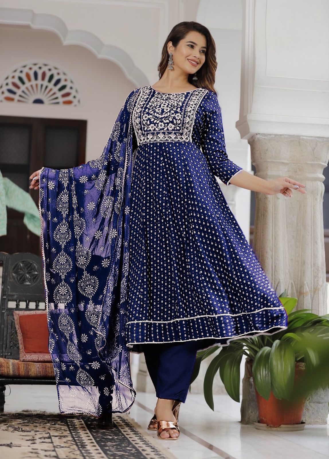 BLue Color Summer Wear Dress in Rayon Fabric