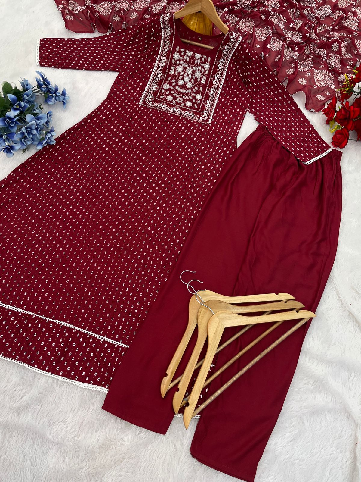 Red Color Summer Wear Dress in Rayon Fabric