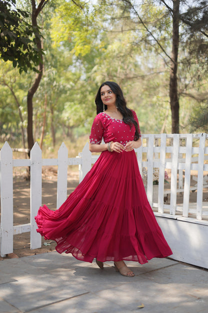 Pink Color Beautiful Anarkali Gown In georgettes Fabric