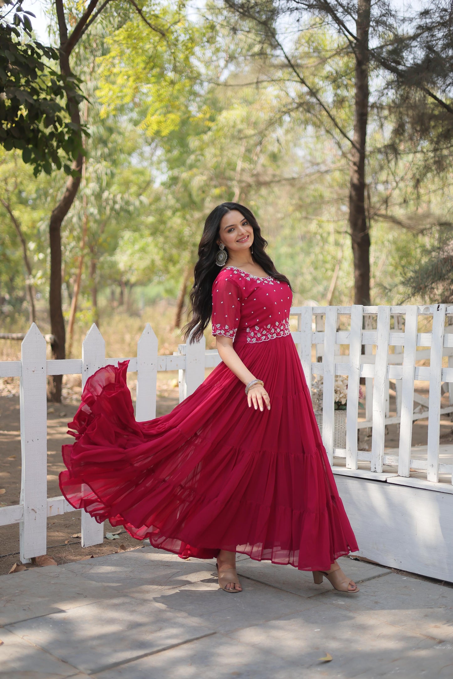 Pink Color Beautiful Anarkali Gown In georgettes Fabric