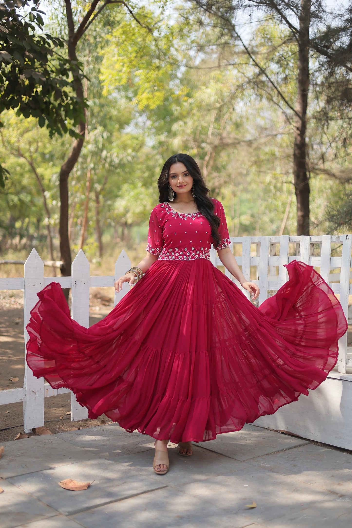 Pink Color Beautiful Anarkali Gown In georgettes Fabric