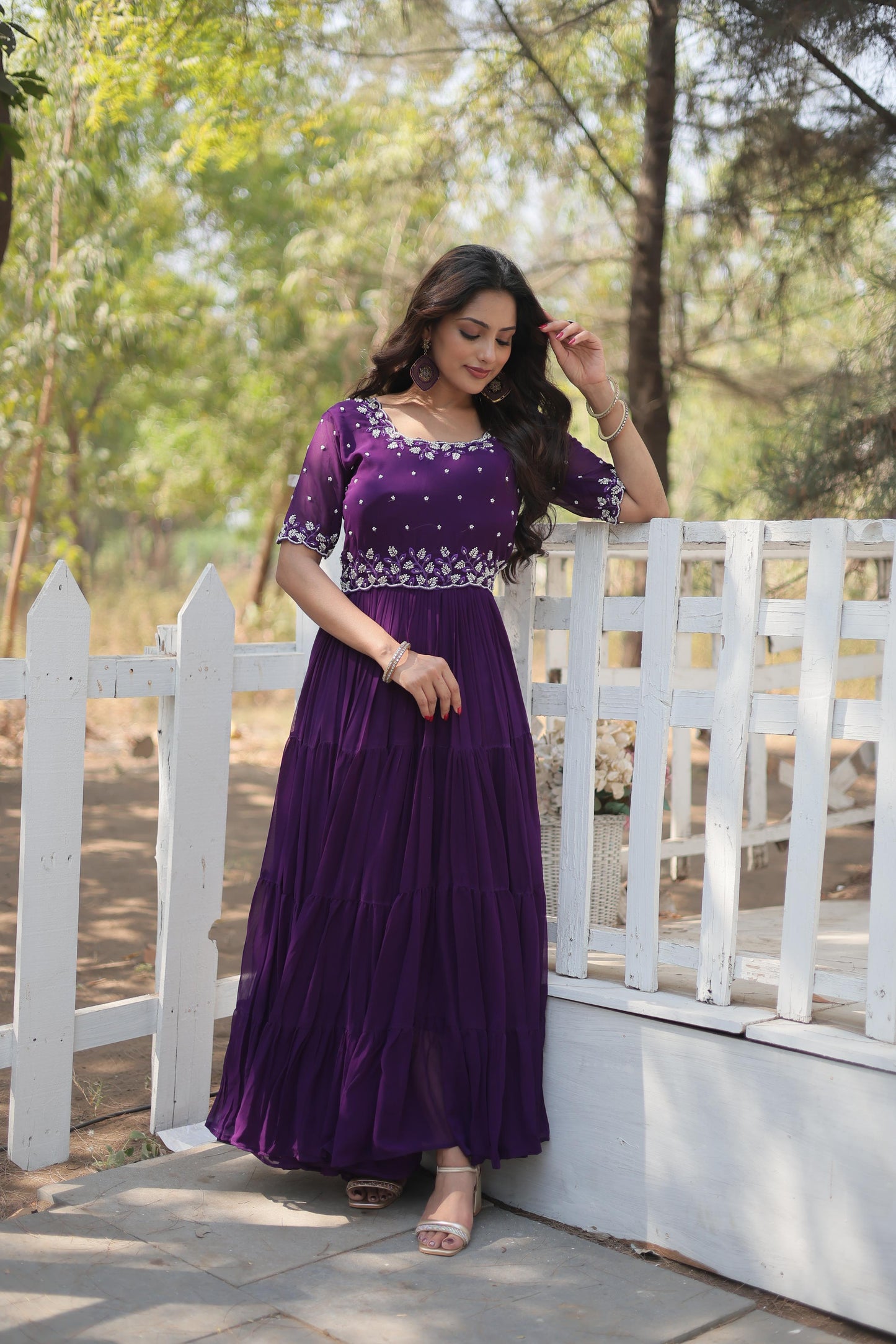 Purple Color Beautiful Anarkali Gown In georgettes Fabric