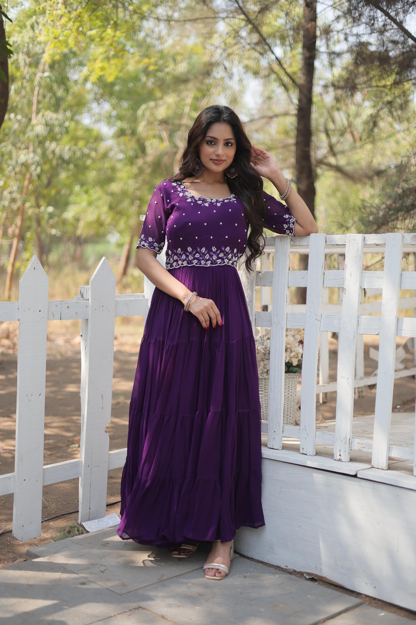 Purple Color Beautiful Anarkali Gown In georgettes Fabric