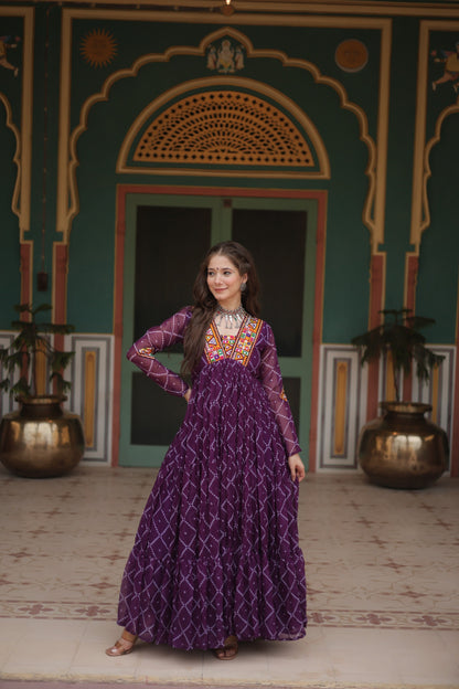 Purple Color Navratri Collection Gown in Georgette Fabric