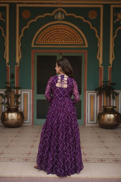 Purple Color Navratri Collection Gown in Georgette Fabric