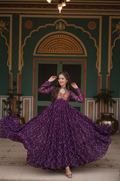 Purple Color Navratri Collection Gown in Georgette Fabric