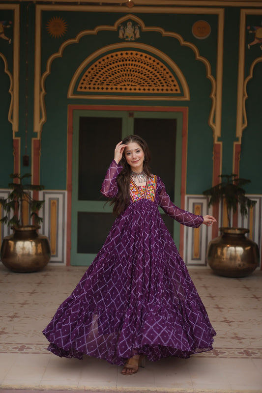 Purple Color Navratri Collection Gown in Georgette Fabric