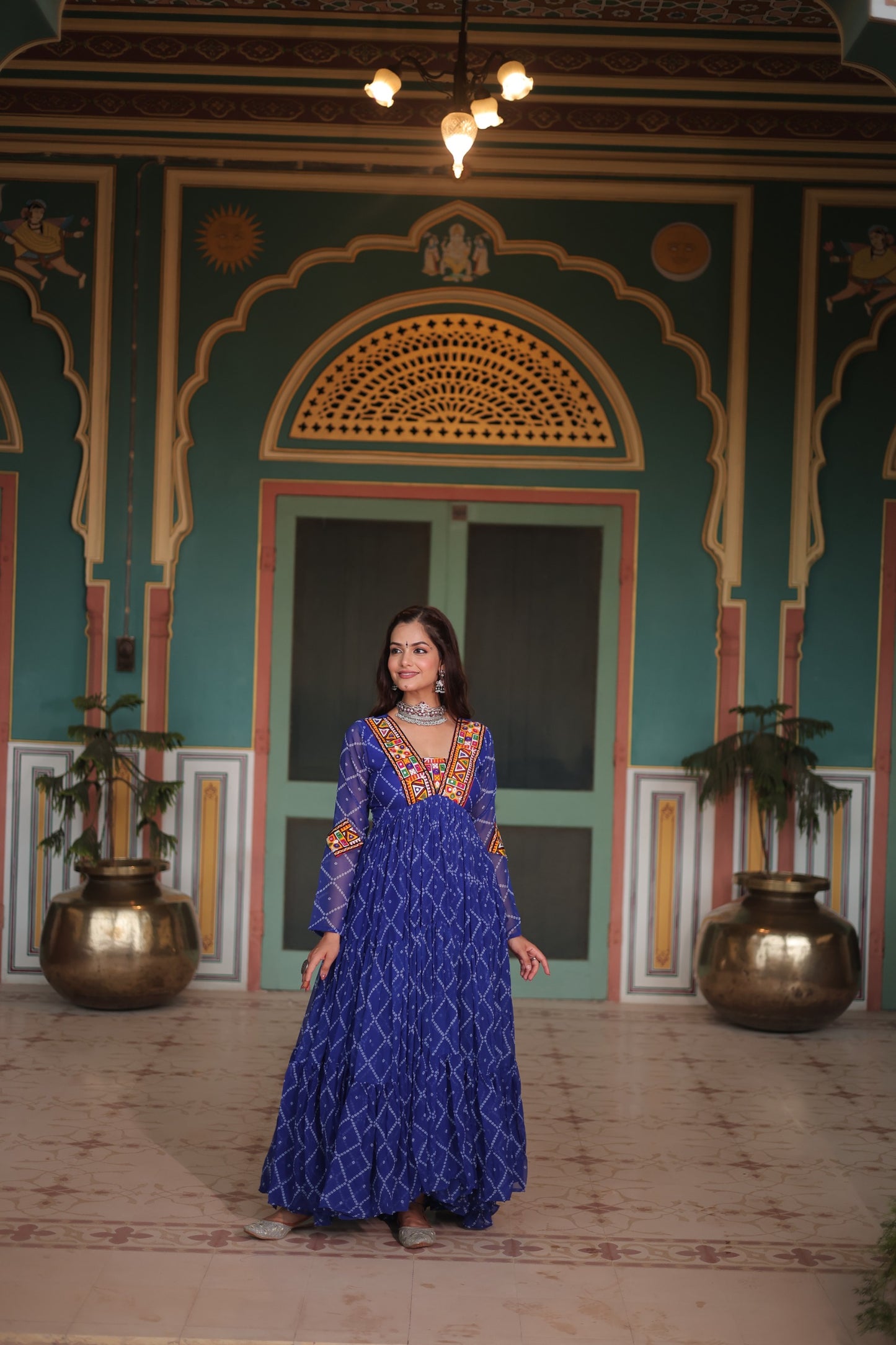Blue Color Navratri Collection Gown in Georgette Fabric