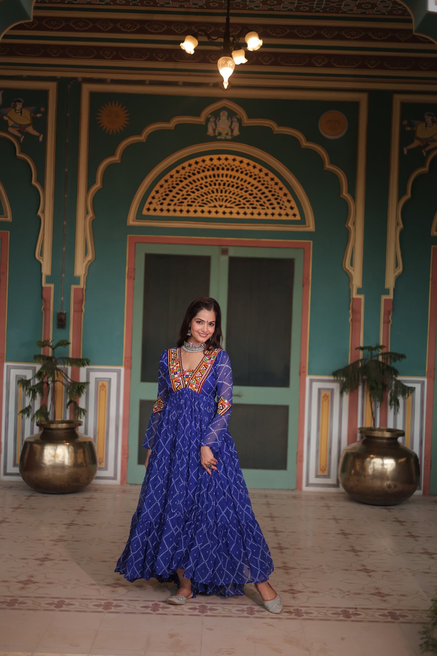 Blue Color Navratri Collection Gown in Georgette Fabric