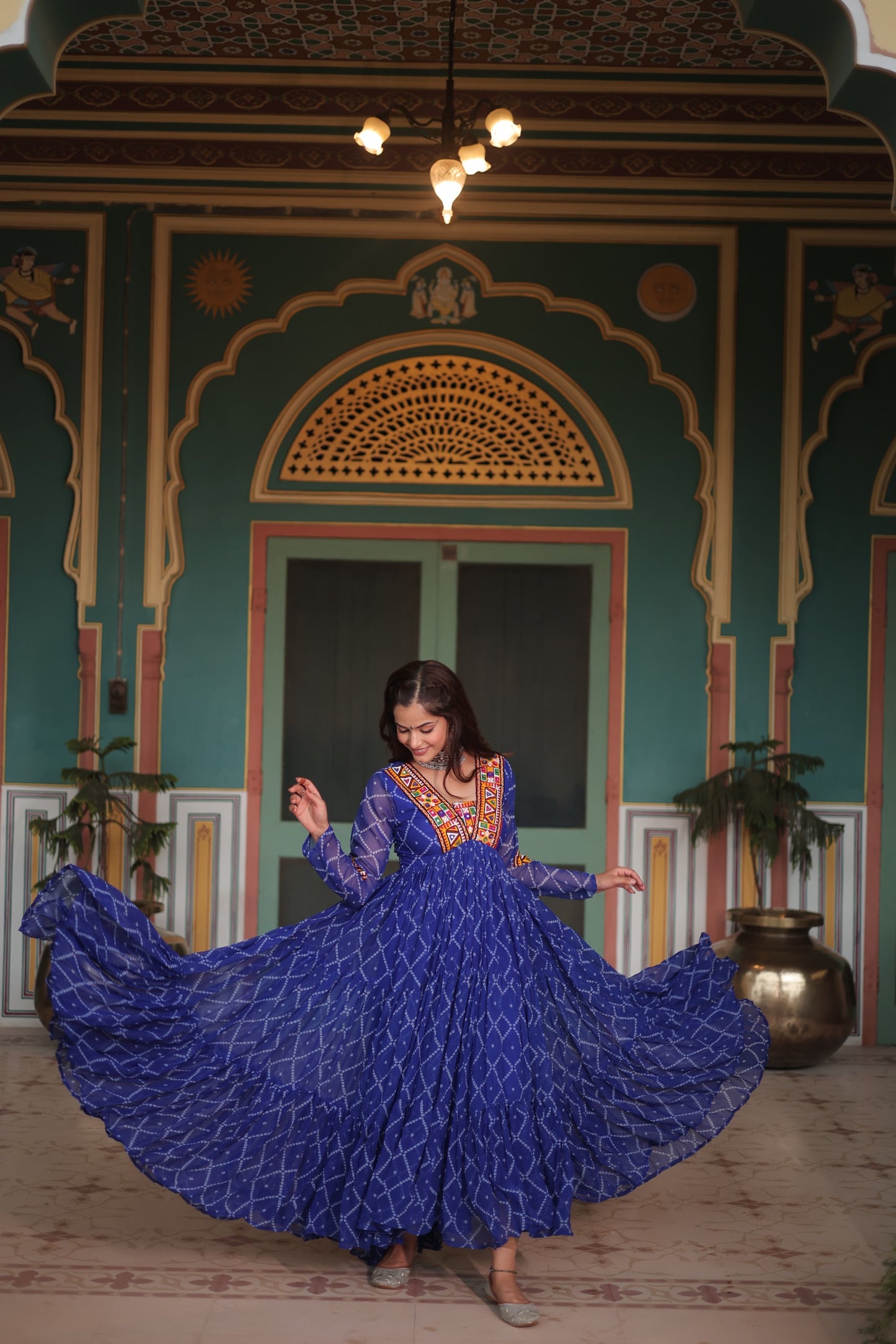 Blue Color Navratri Collection Gown in Georgette Fabric
