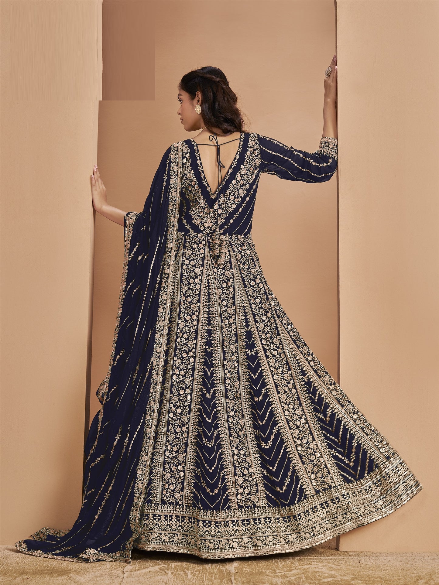 Blue Color Beautiful Georgette Anarkali Suit For upcoming Wedding