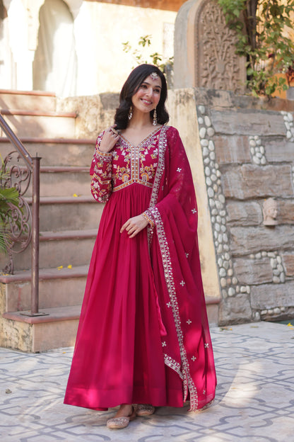 Pink color Beautiful Anarkali Gown In georgette Fabric