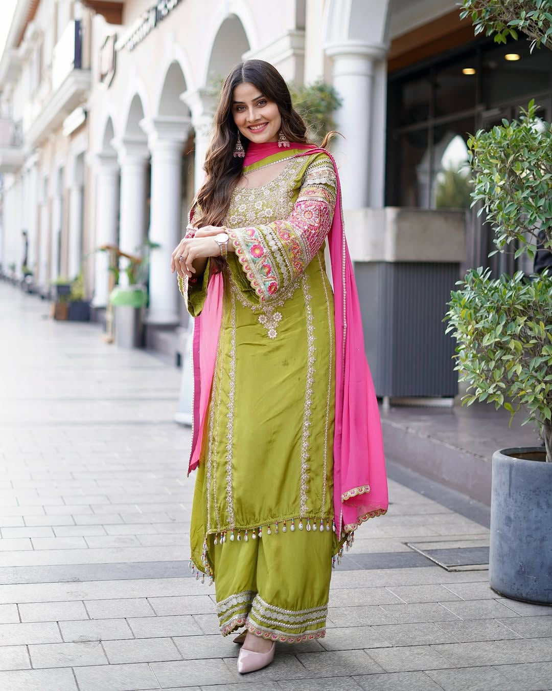 Green Color Beautiful Partywear Designer Suit