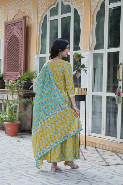 Summer Wear Cotton Dress Kurti With Pant & Dupatta Set