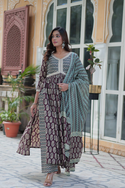 Summer Wear Cotton Dress Kurti With Pant & Dupatta Set