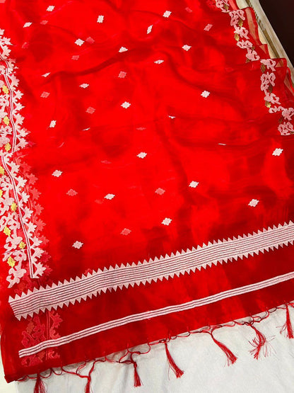 Demanding Organza Fabric Partywear Heavy Worked Saree