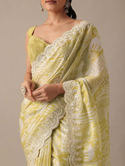 Yellow Color Beautiful Partywear Saree