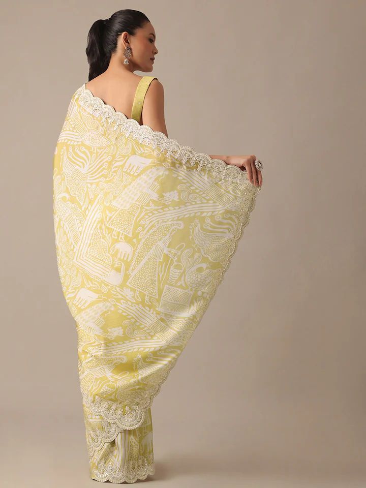 Yellow Color Beautiful Partywear Saree