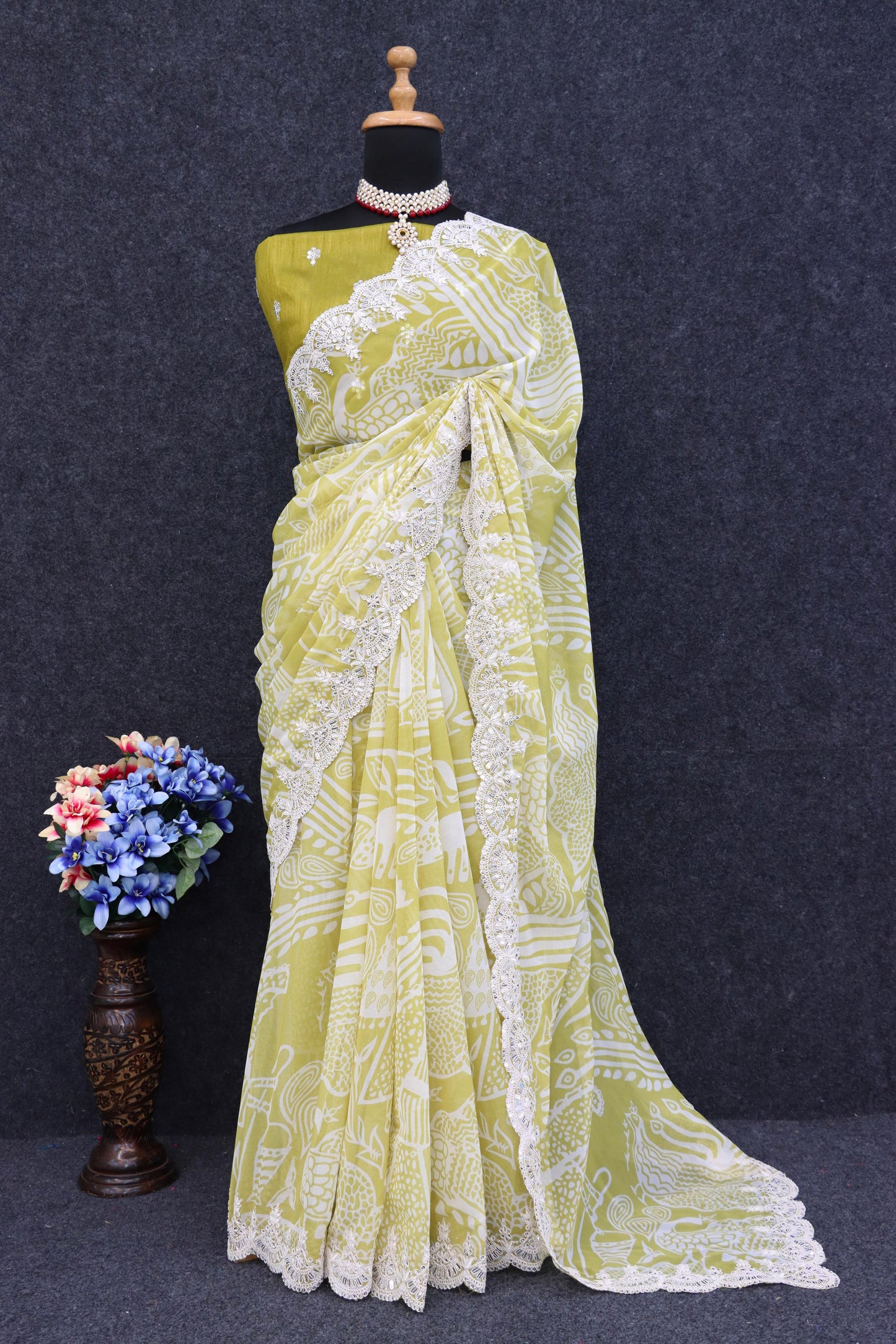 Yellow Color Beautiful Partywear Saree