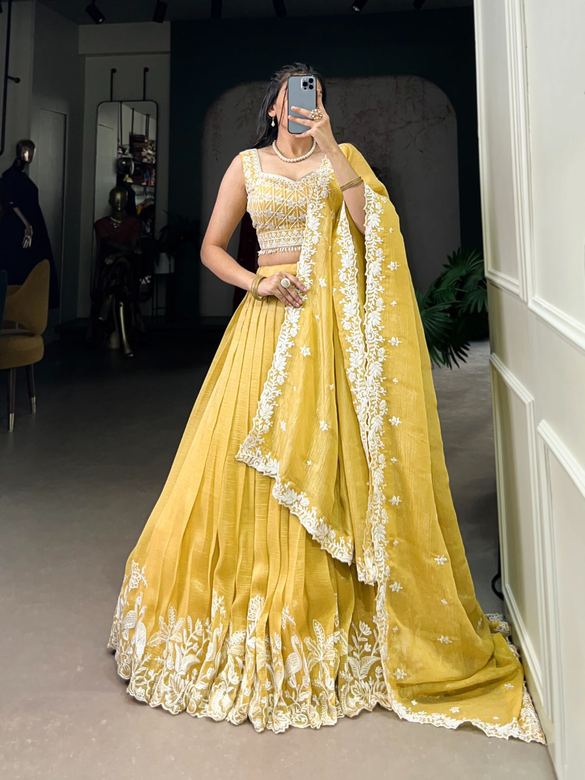 Yellow Color Beautiful Golden Glow and Embroidered Charm lehenga choli