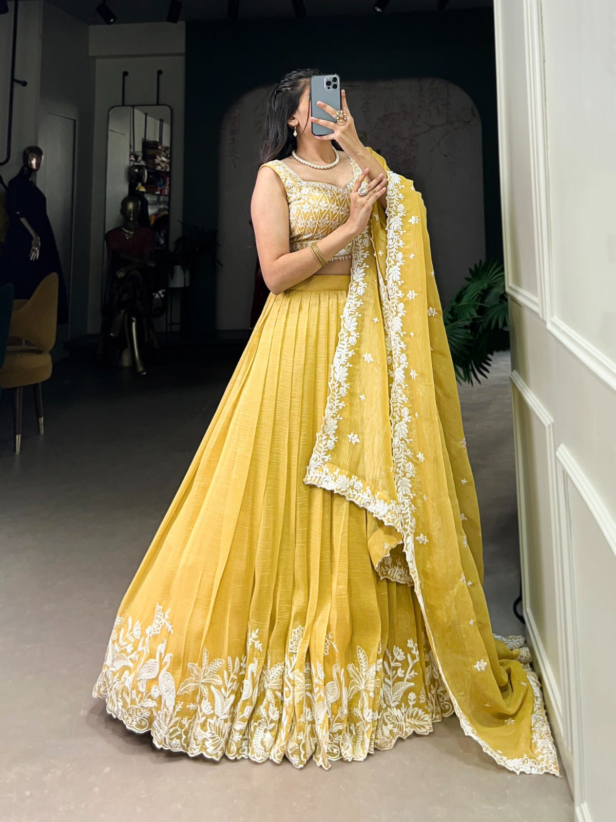 Yellow Color Beautiful Golden Glow and Embroidered Charm lehenga choli