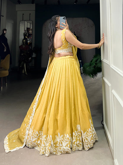 Yellow Color Beautiful Golden Glow and Embroidered Charm lehenga choli