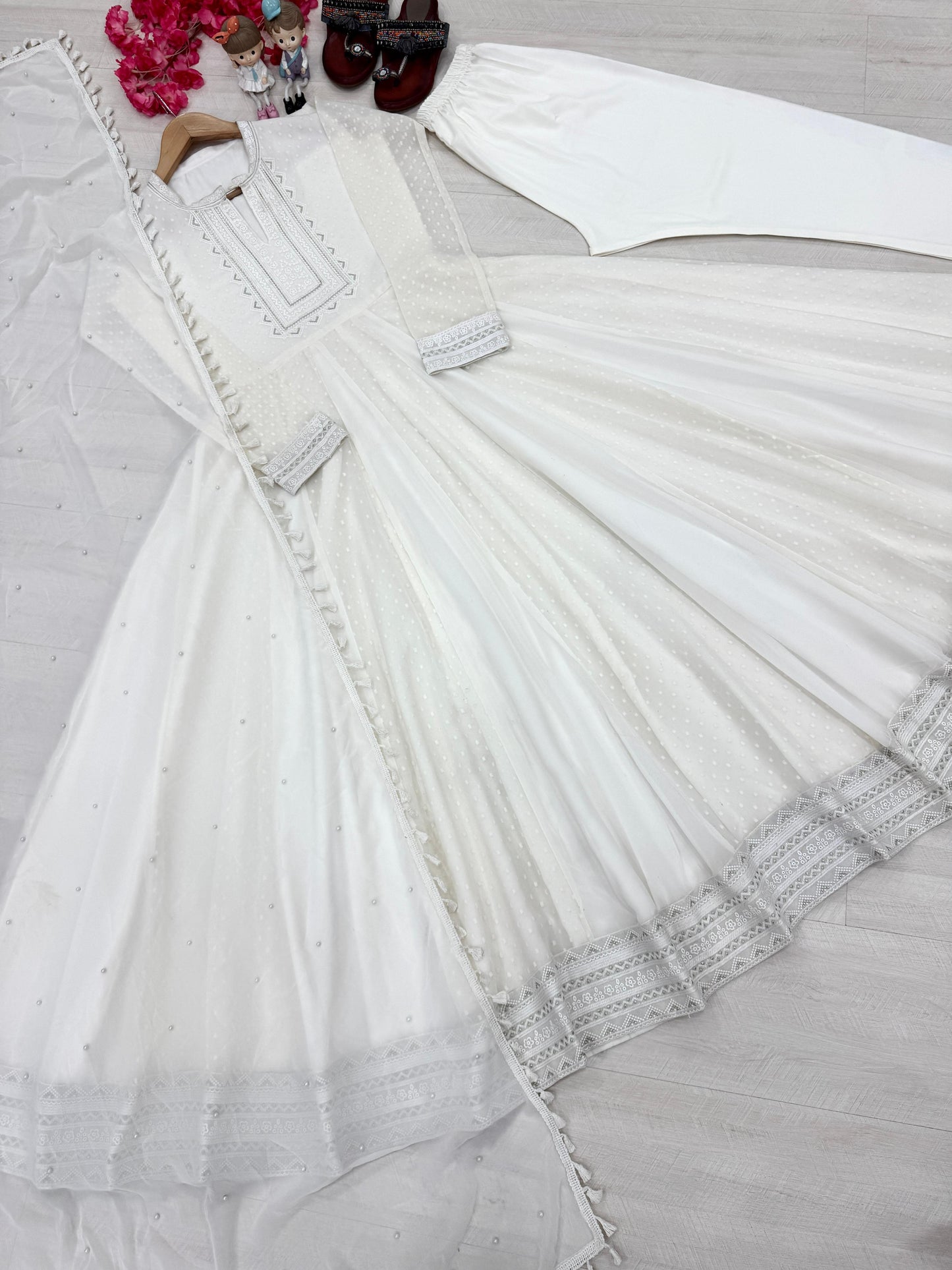 White Color Beautiful Partywear Anarkali Dress