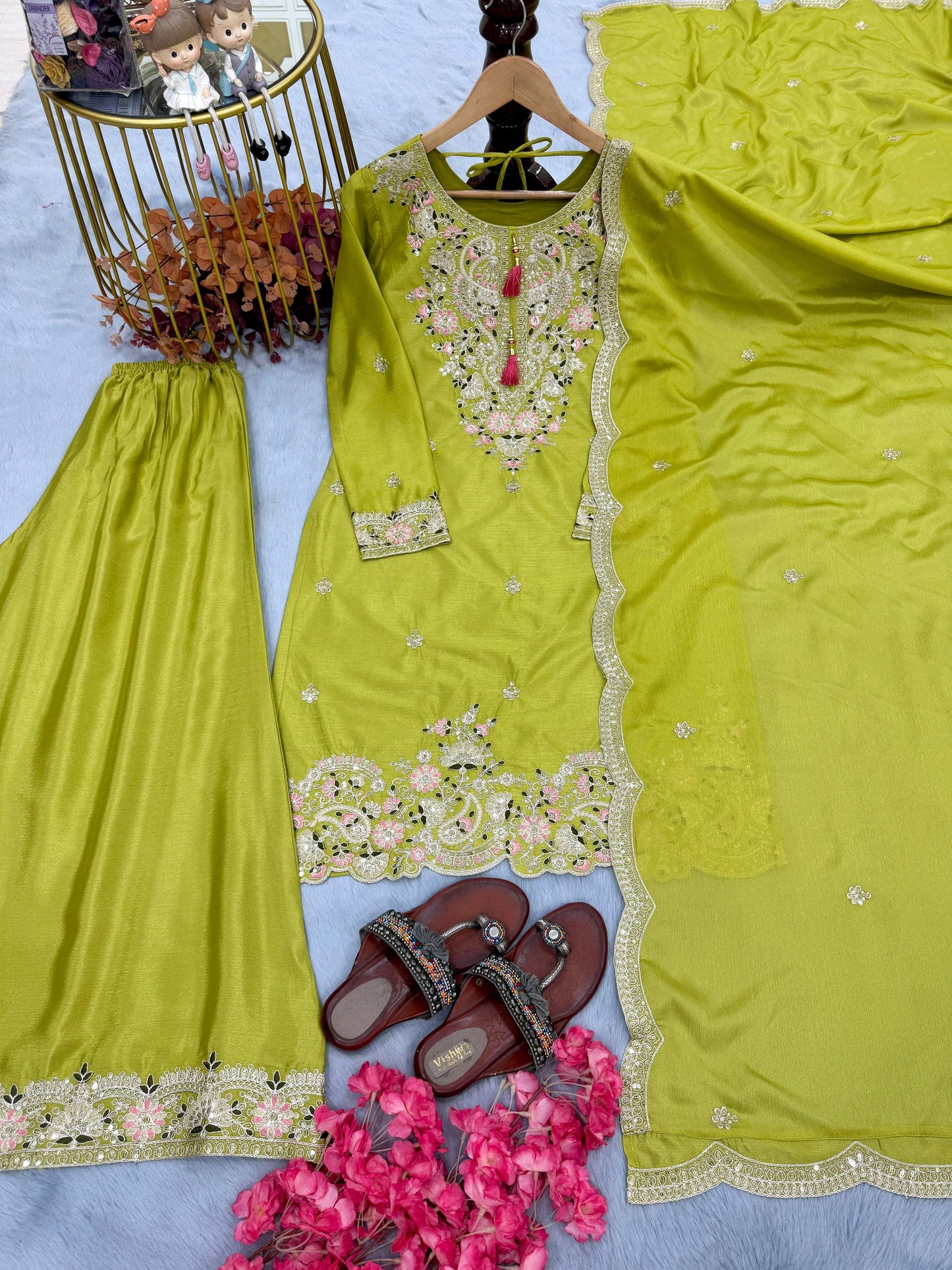 Light Green Color Fancy Partywear Dress