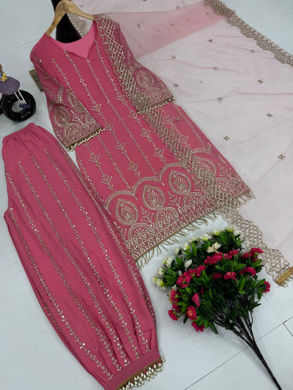 Pink Color Beautiful Partywear heavy Suit