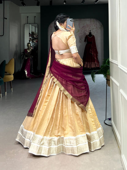 Beautful Kanchipuram Silk Lehenga Choli For Wedding Function