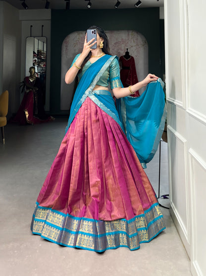 Beautful Kanchipuram Silk Lehenga Choli For Wedding Function