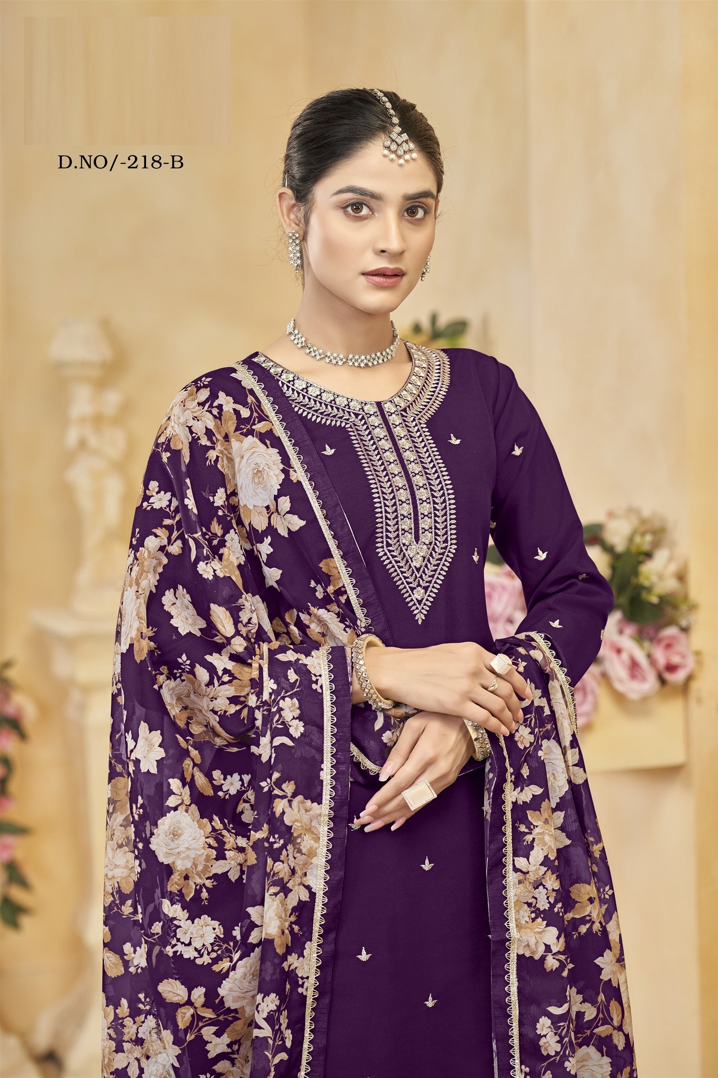 Purple Color Partywear Heavy Suit In Roman Silk Fabric