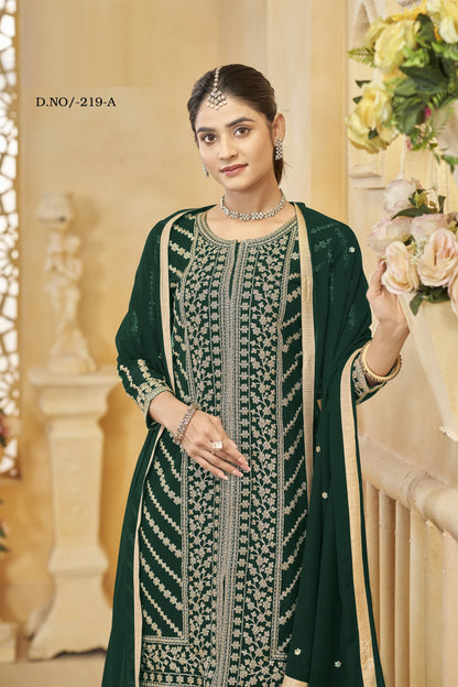 Green Color Beautiful Wedding Wear Heavy Sharara Suit