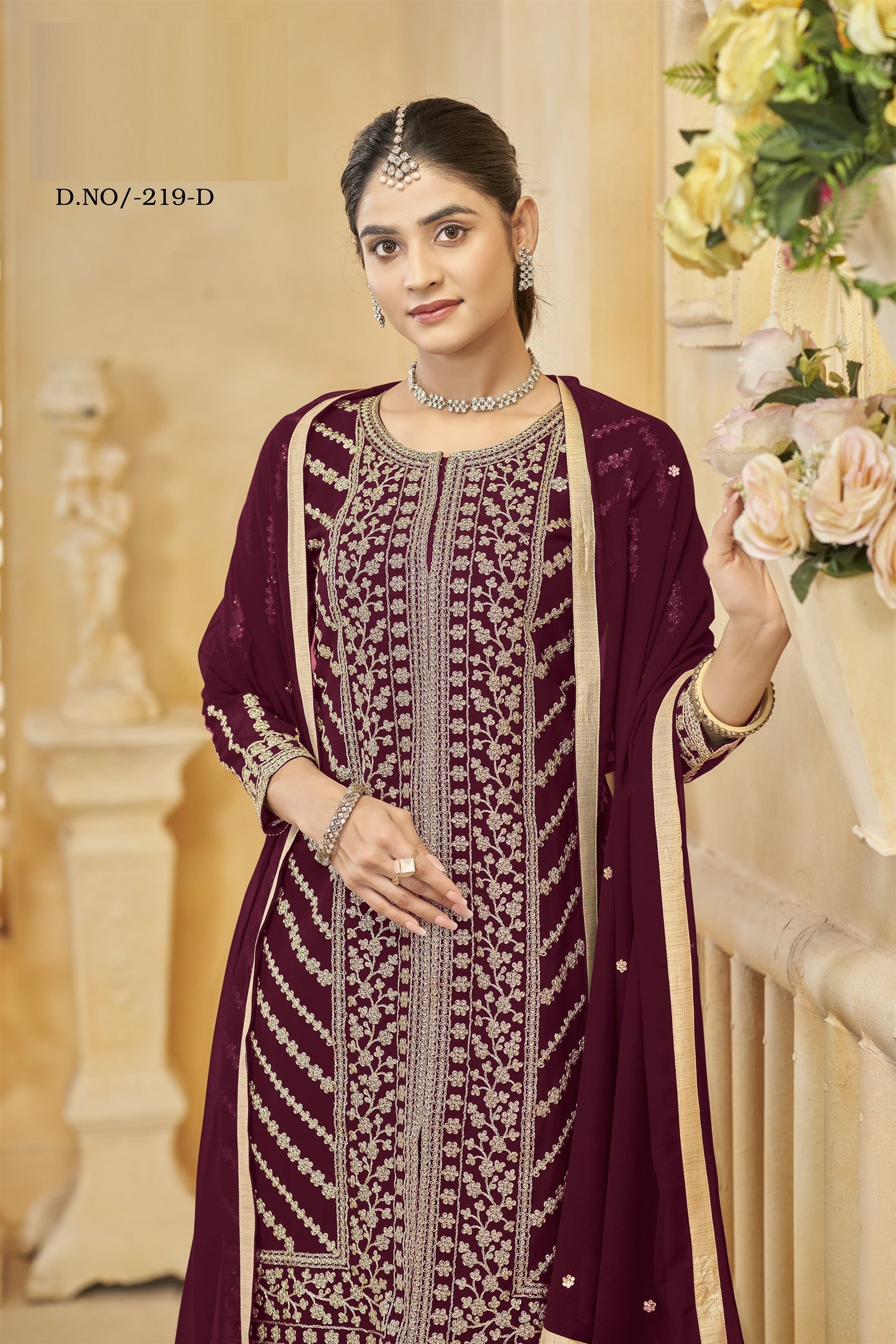 Maroon Color Beautiful Wedding Wear Heavy Sharara Suit