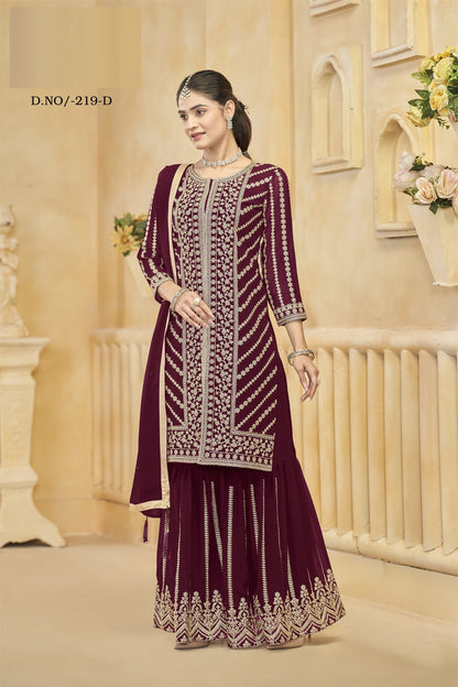 Maroon Color Beautiful Wedding Wear Heavy Sharara Suit