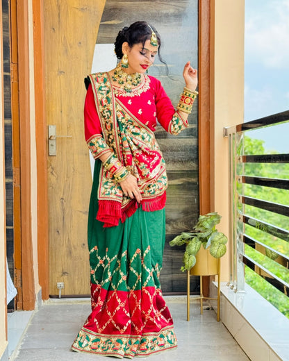 Green Color Beautiful Patola Saree For Wedding & Special Occasion Saree