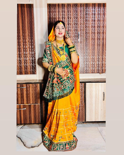 Yellow Green Color Panetar Patola Saubhagyavati Bhava Kalash Wedding & Special Occasion Saree