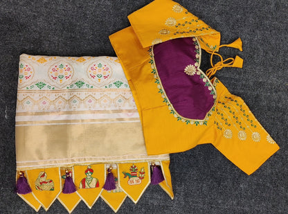 Kanjivaram Silk Saree With Blouse With Embroidery Work