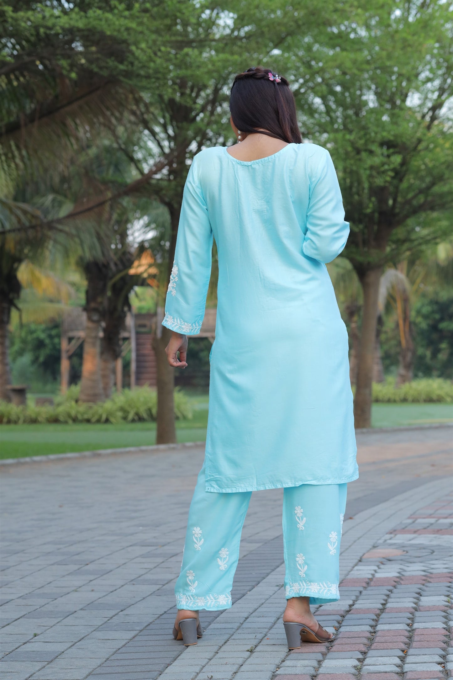 Sky Blue Color Beautiful Daily Wear And Summer Wear Kurti With Plazo in Rayon Fabric