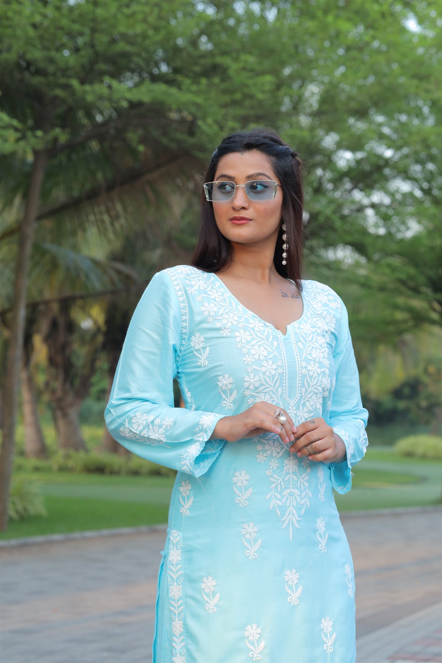 Sky Blue Color Beautiful Daily Wear And Summer Wear Kurti With Plazo in Rayon Fabric