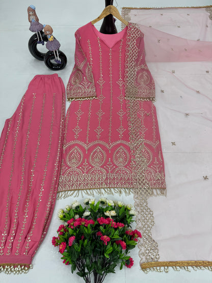 Pink Color Beautiful Partywear heavy Suit