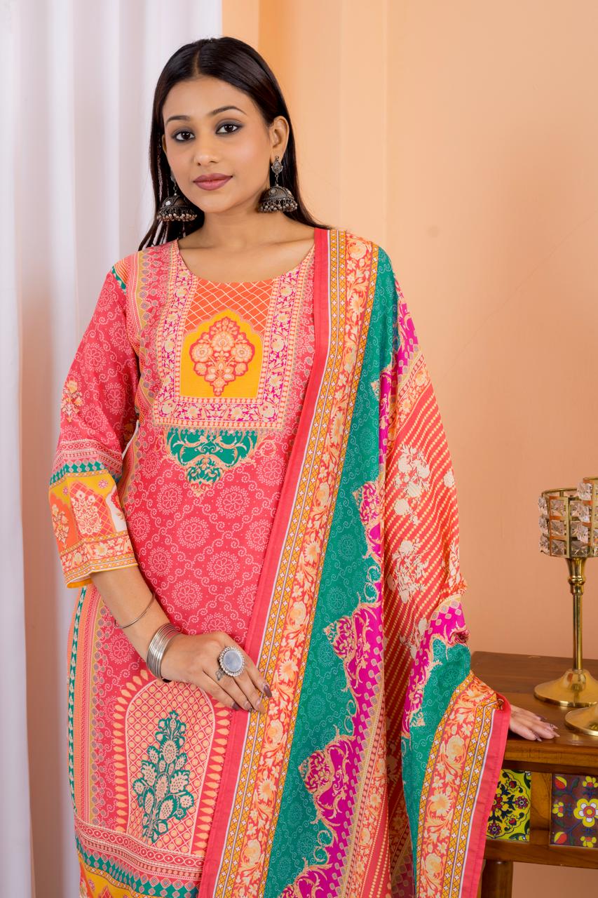 Summer Wear Maslin Cotton Suit For Daily Wear And Small Family function