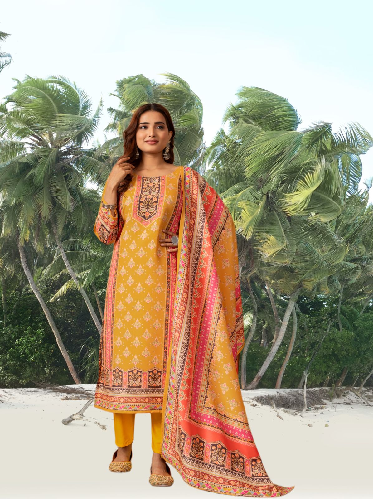 Yellow Color Beautiful Daily Wear Kurti Pent Set in Rayon Fabric